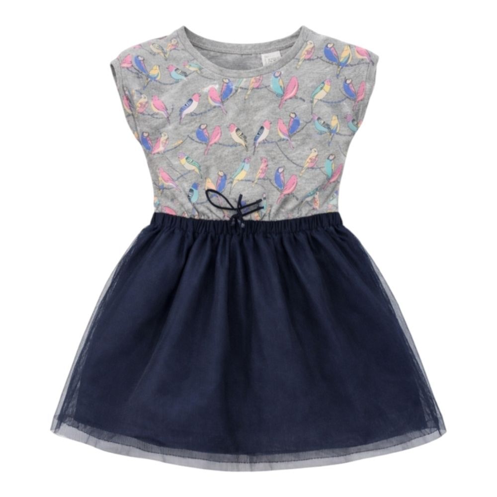 Baby Gap Bird Gray Blue Tulle Short Sleeve Spring Summer Dress Girl Size 18-24mo